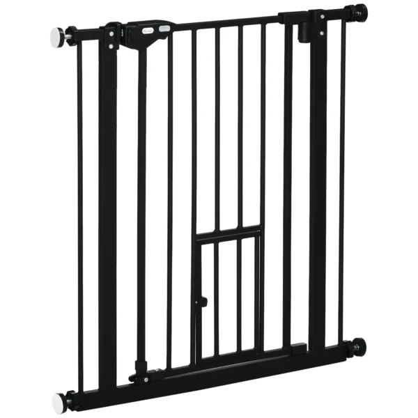 Extendable Dog Gate with Pressure Fit and Automatic Closure, 68x76.2 cm, Black