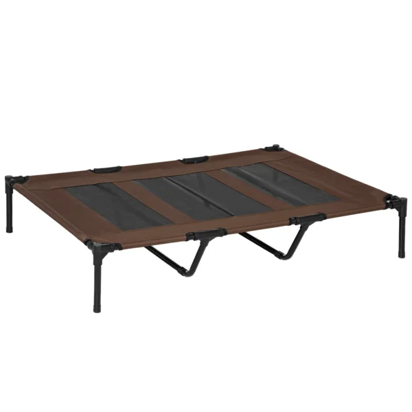 Dog Bed for Large Dogs up to 50kg, Metal and Oxford Fabric, 122x92x23 cm, Brown