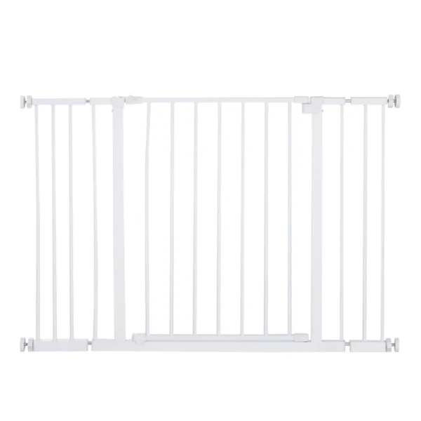Extendable Safety Dog Gate 76-107cm Pressure Fit, Metal & Plastic, White