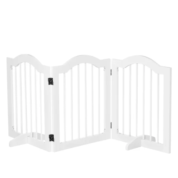 3 Section Folding Wooden Dog Gate, 154.5x29. 5x61cm, White