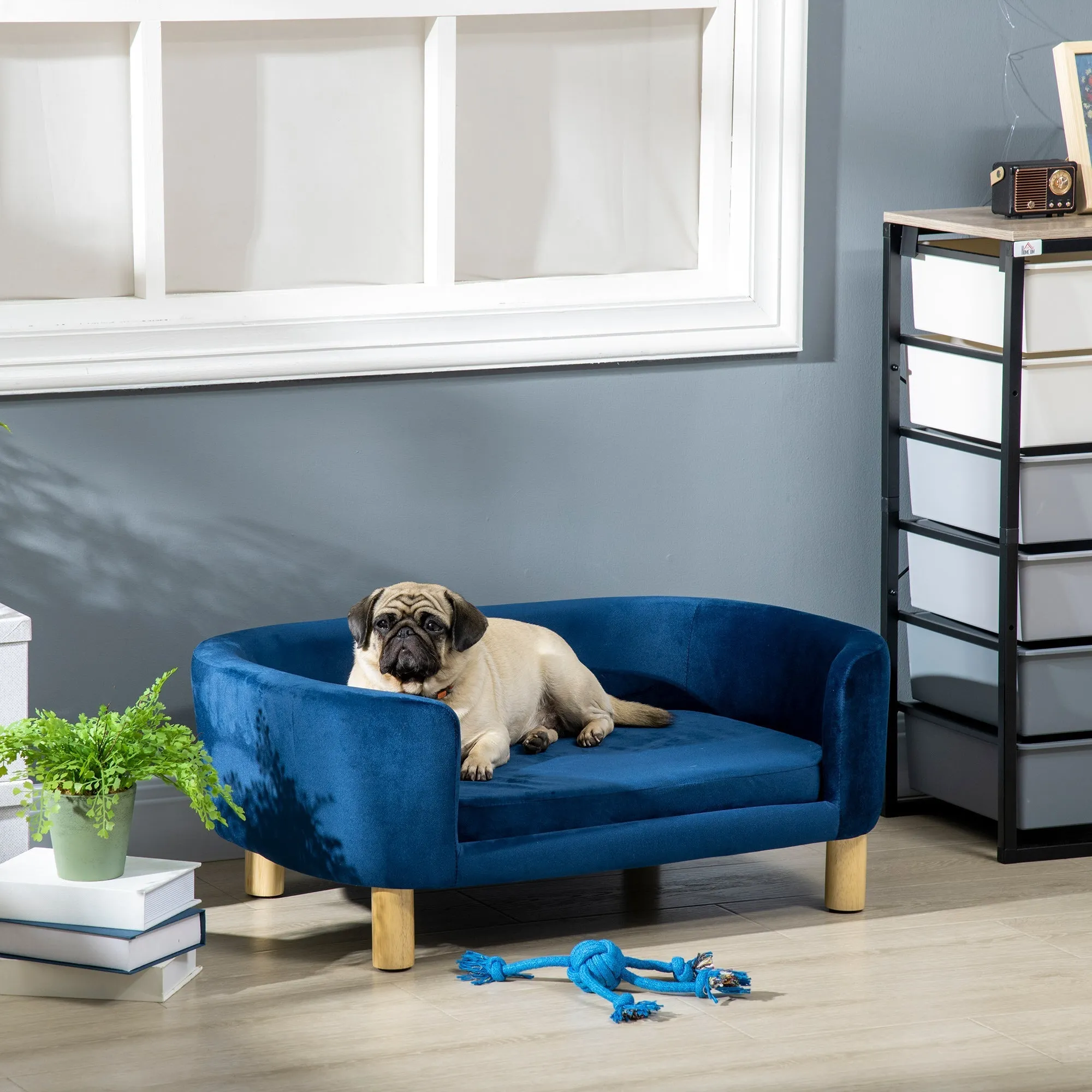 Indoor Dog Bed, Sofa for Cats or Small Dogs Max. 10kg, Blue - Image 2