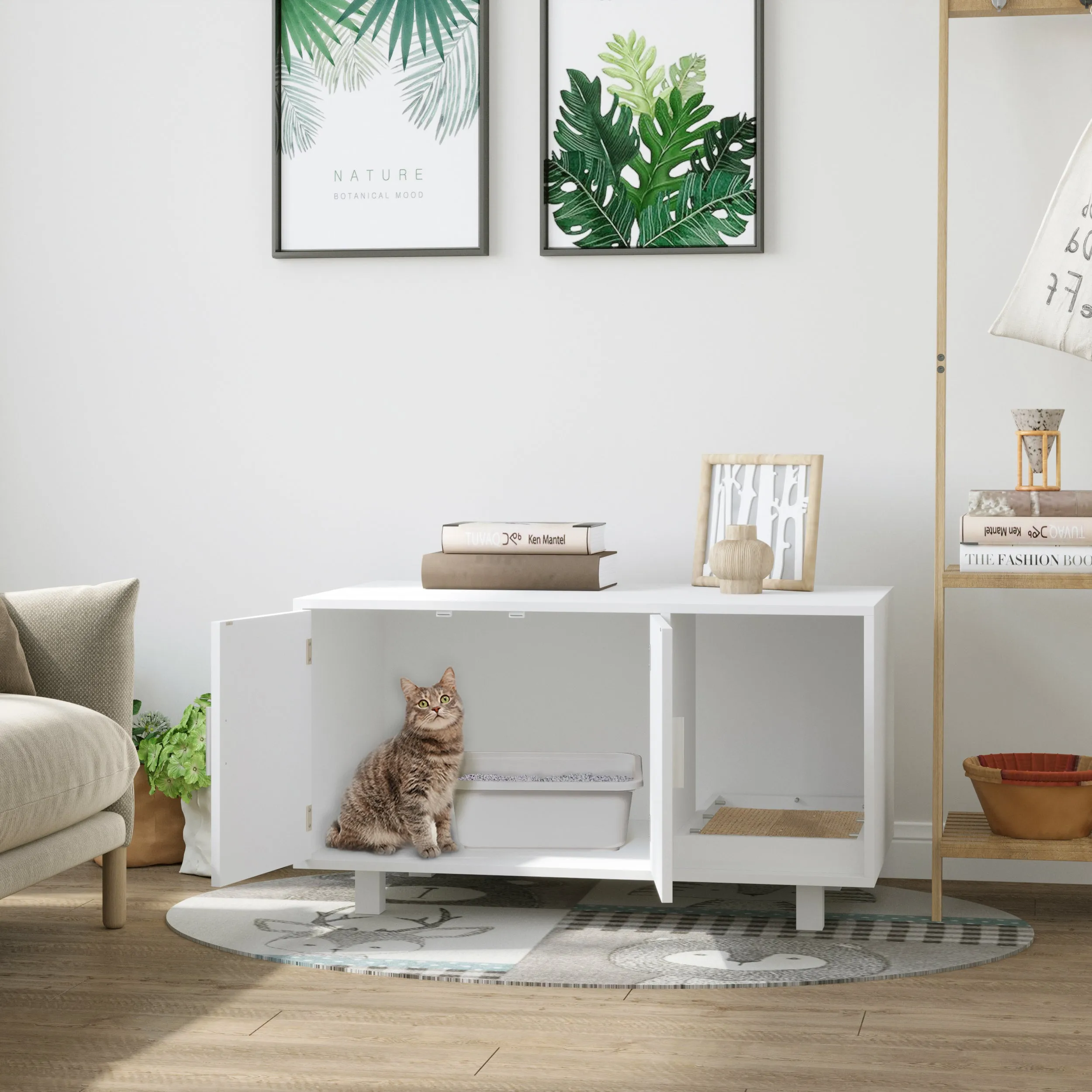 Wooden Cat Bedding with Litter for Cats, 2 doors - Image 2