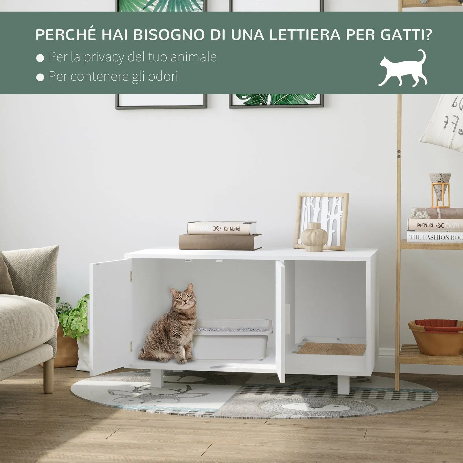 Wooden Cat Bedding with Litter for Cats, 2 doors - Image 3
