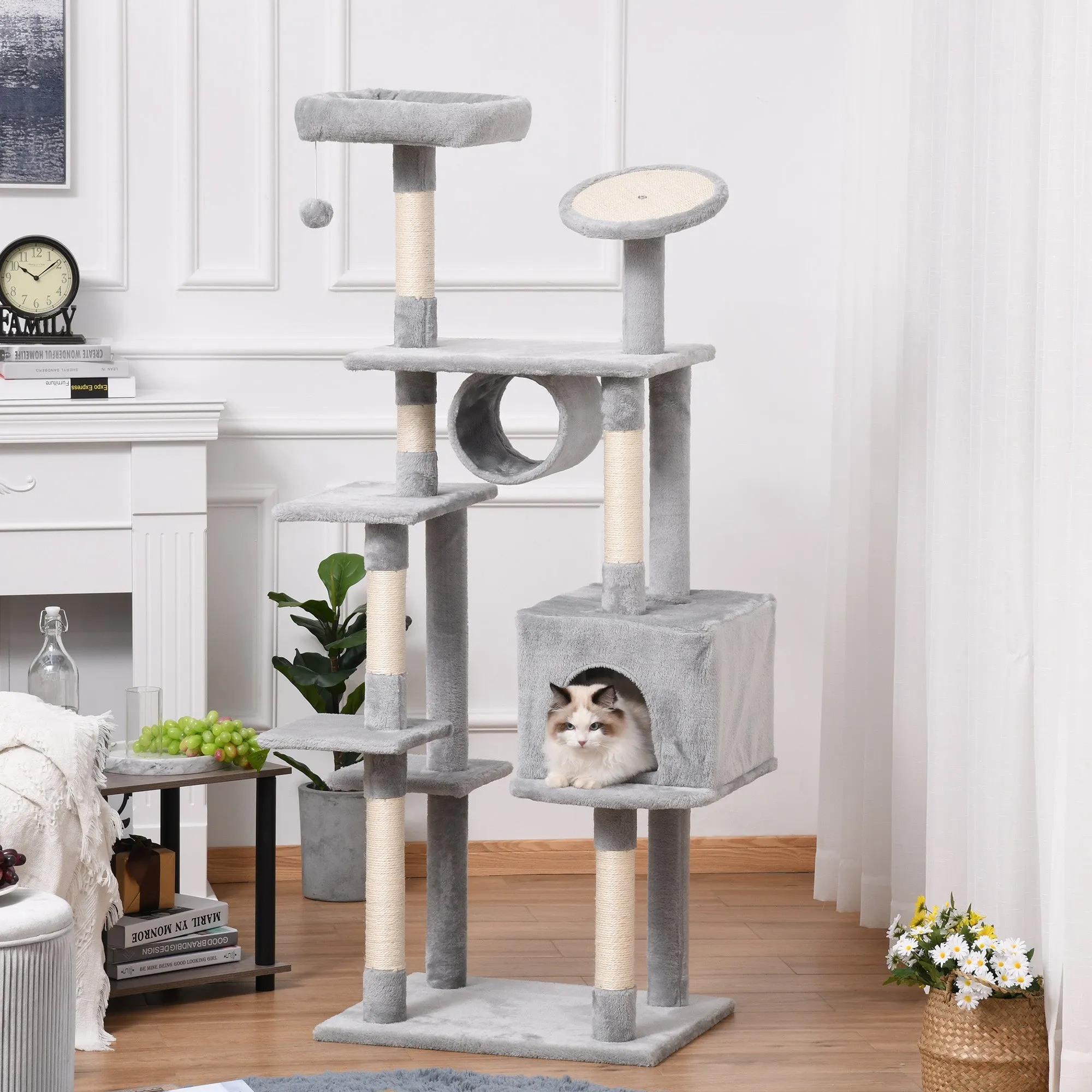 Cat Tree for cats with Scratch Pole 4.5kg Grey - Image 2