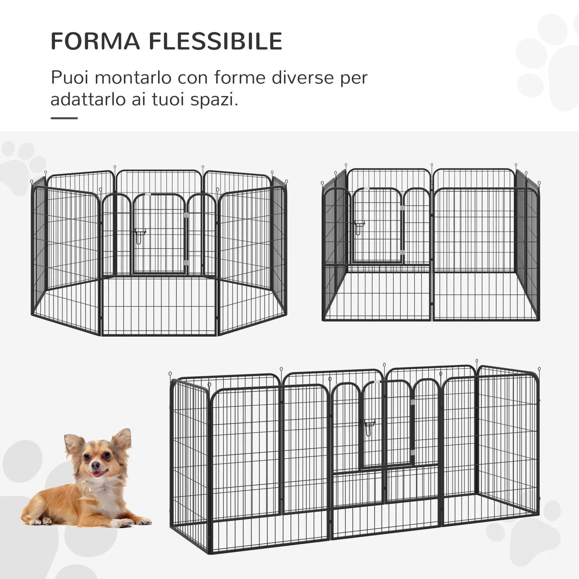 Dog Playpen and Puppy Playpen, Modular Indoor and Outdoor Dog Playpen in Metal and Steel 8 Panels 80x100cm - Image 3
