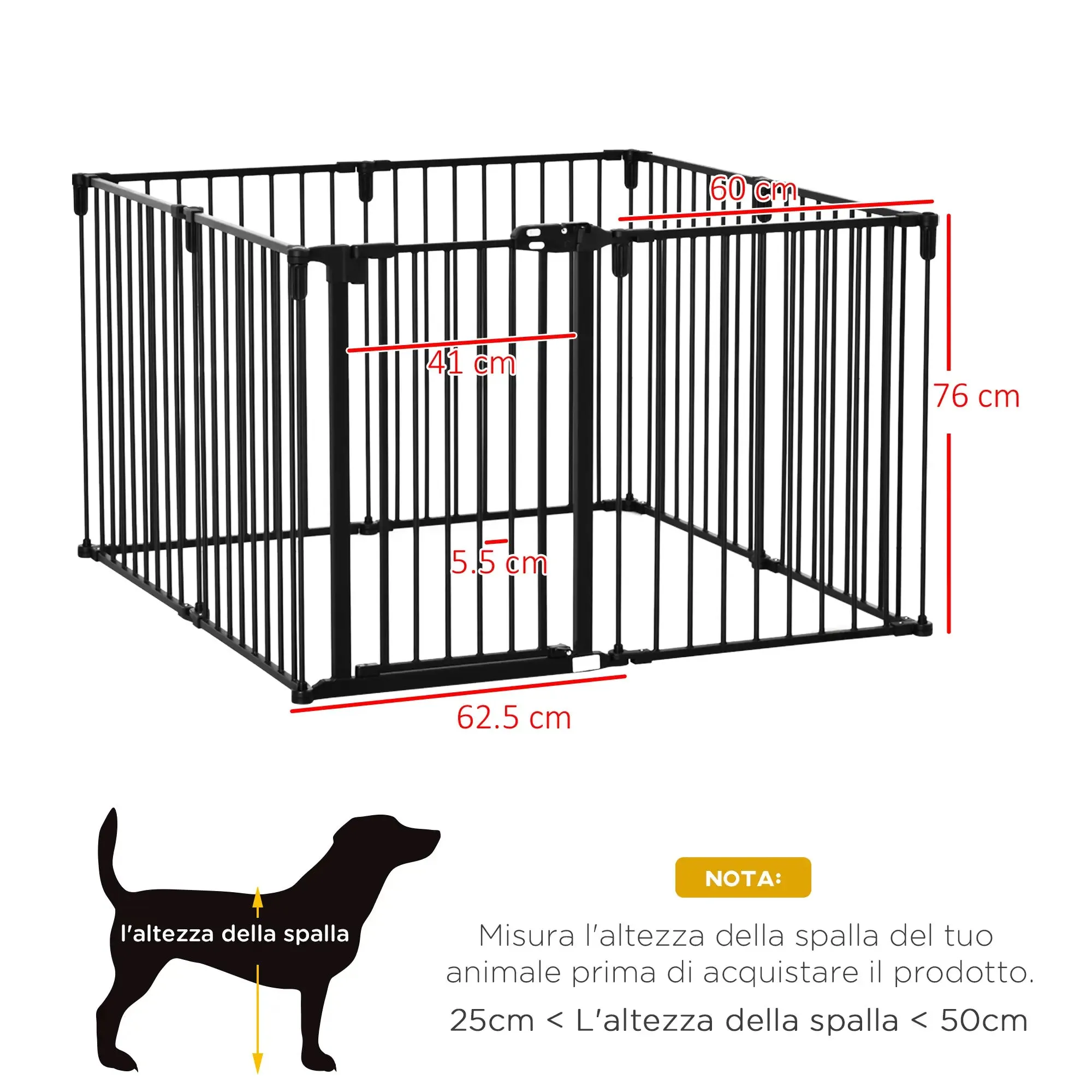8 Section Folding Dog Safety Gate, Self-Locking & Locking System, Black - Image 2