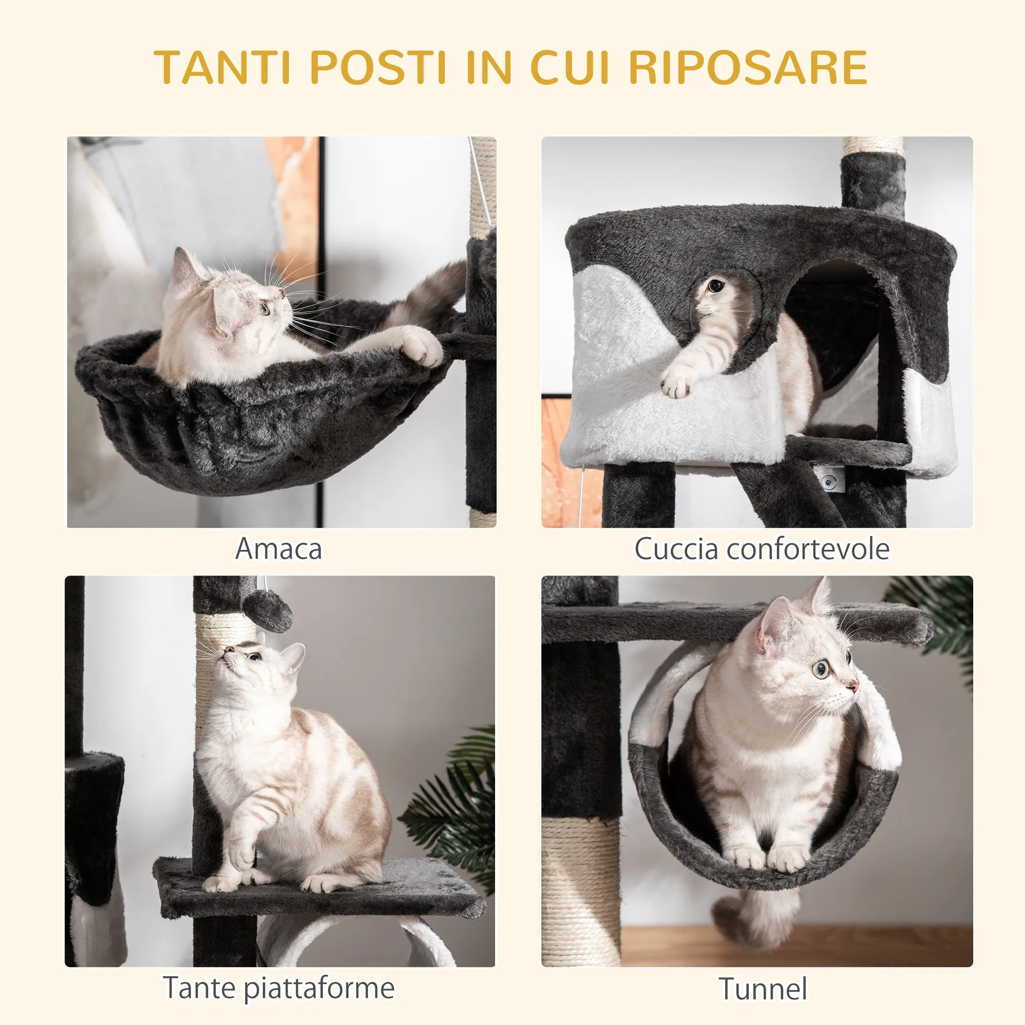 Cat Tree for cats with Scratch Pole for up to 5 Kgs Cat 240-260CM - Image 3