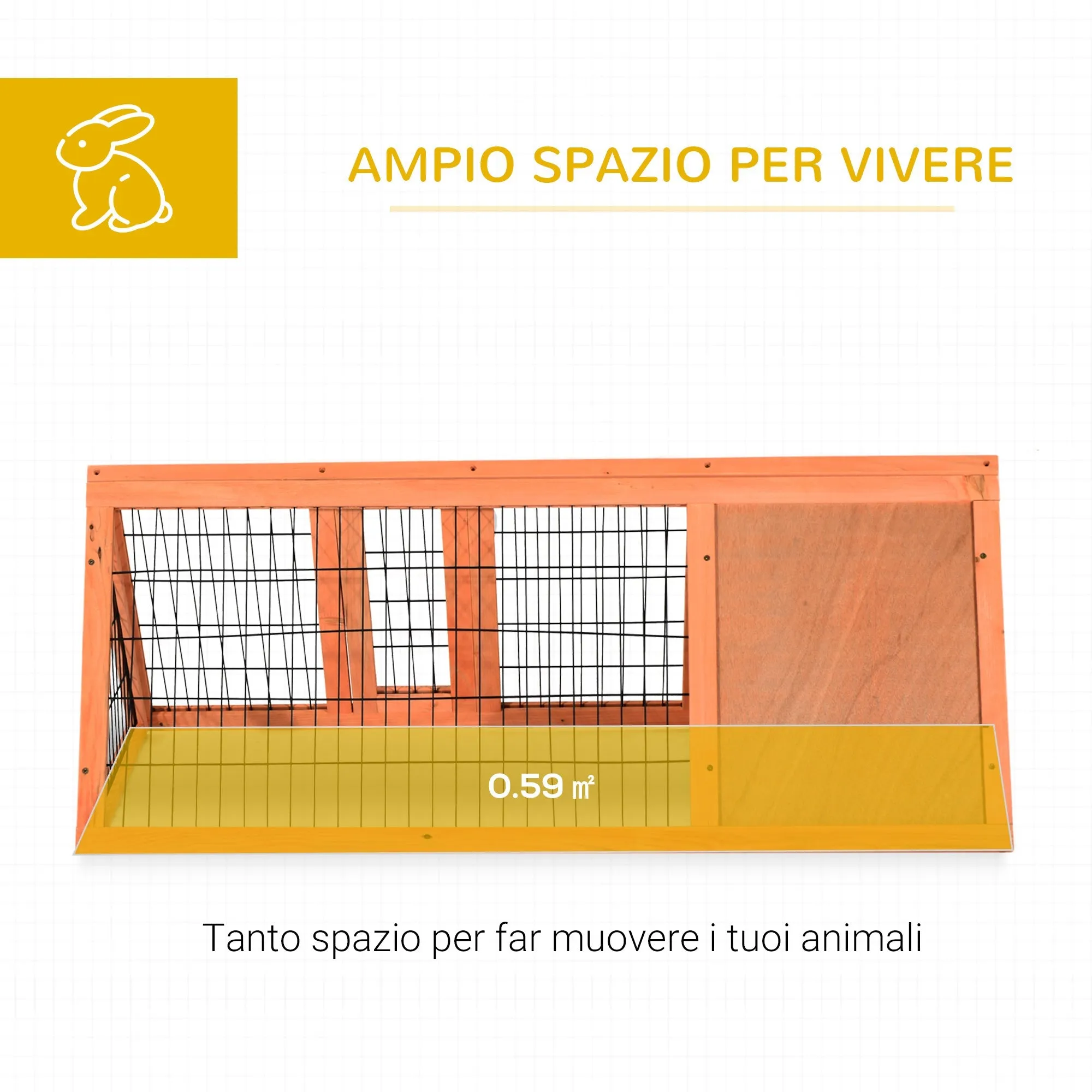Rabbit and Pet Cage, Fir Wood Rabbit Hutch 118 x 50 x 45 cm - Image 3