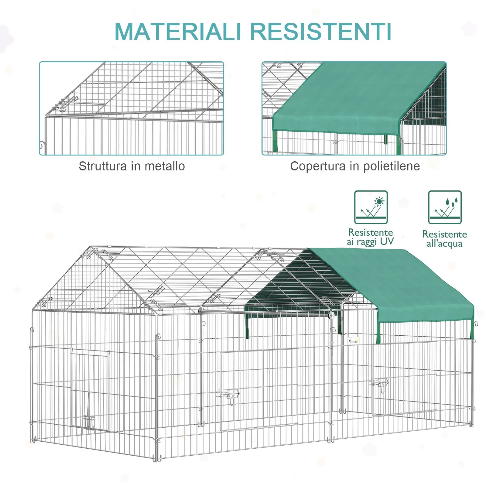 Pet Playpen with Steel Cover with Doors, 220x103x103cm - Image 3