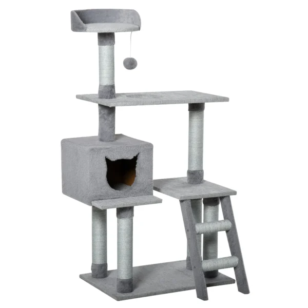 Grey Cat Tree for cats with Scratch Pole