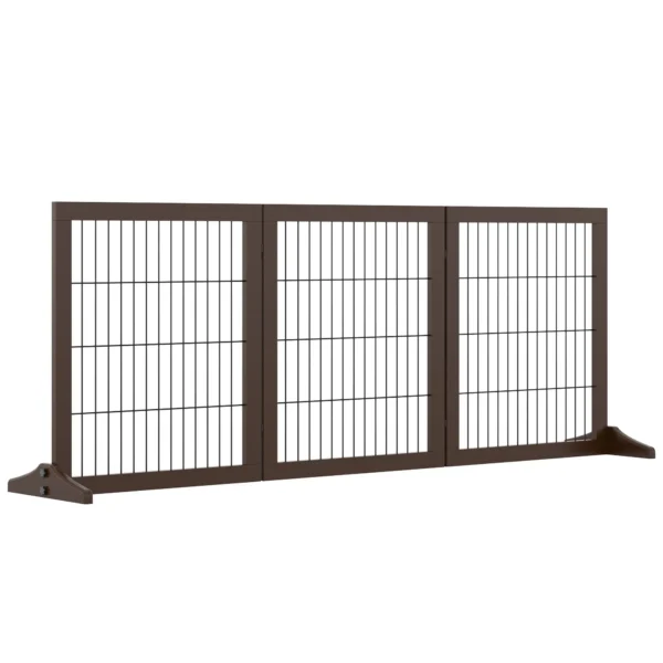 Folding and Adjustable Pet Gate in Pine Wood and Metal with Stable Base, for Dogs and Puppies, 185x36x71cm