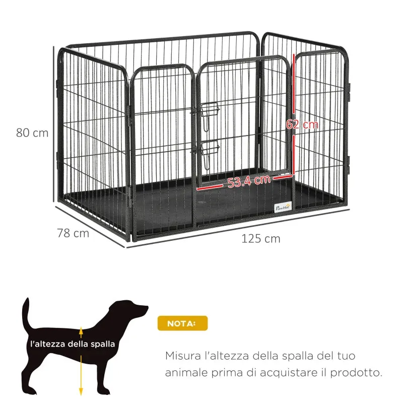 Metal Dog Kennel with Door and Bottom Tray, 125x78x80cm, Grey - Image 3
