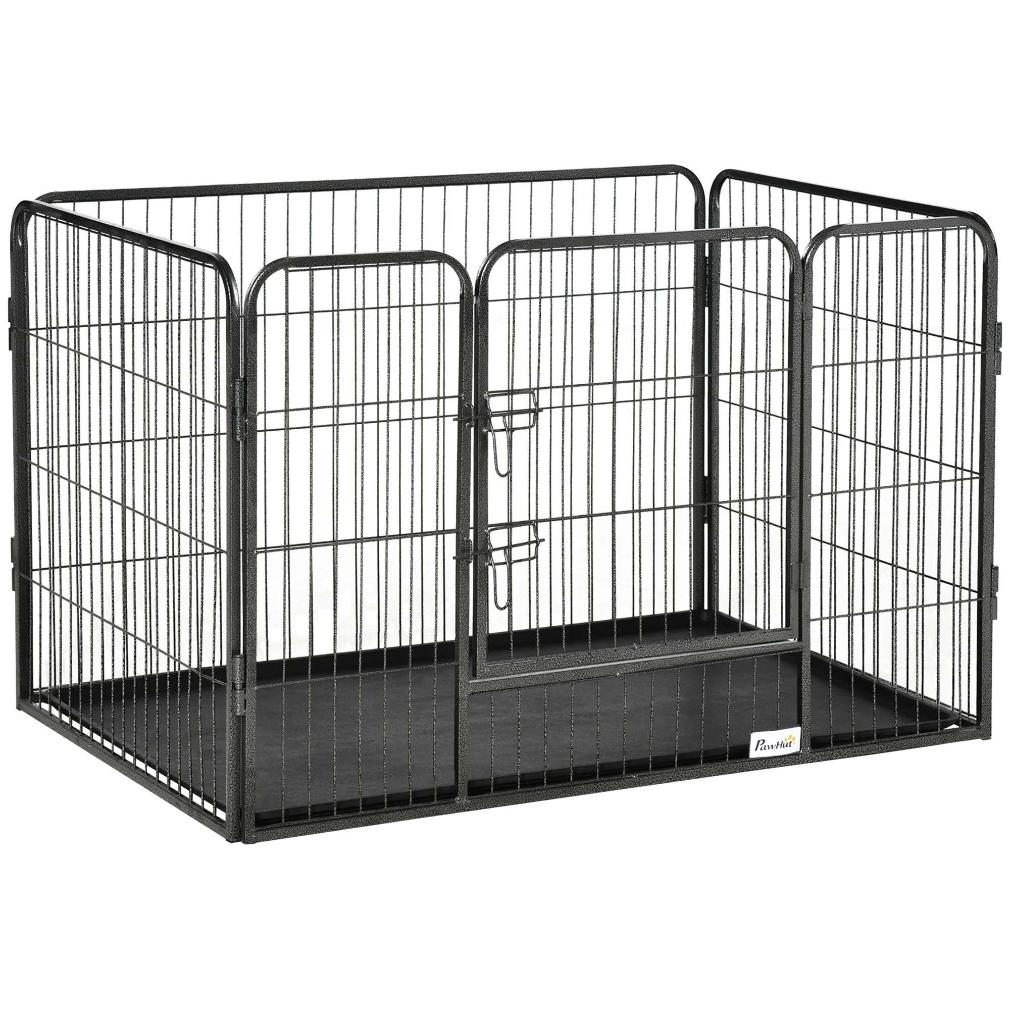 Metal Dog Kennel with Door and Bottom Tray, 109x74x71cm, Grey
