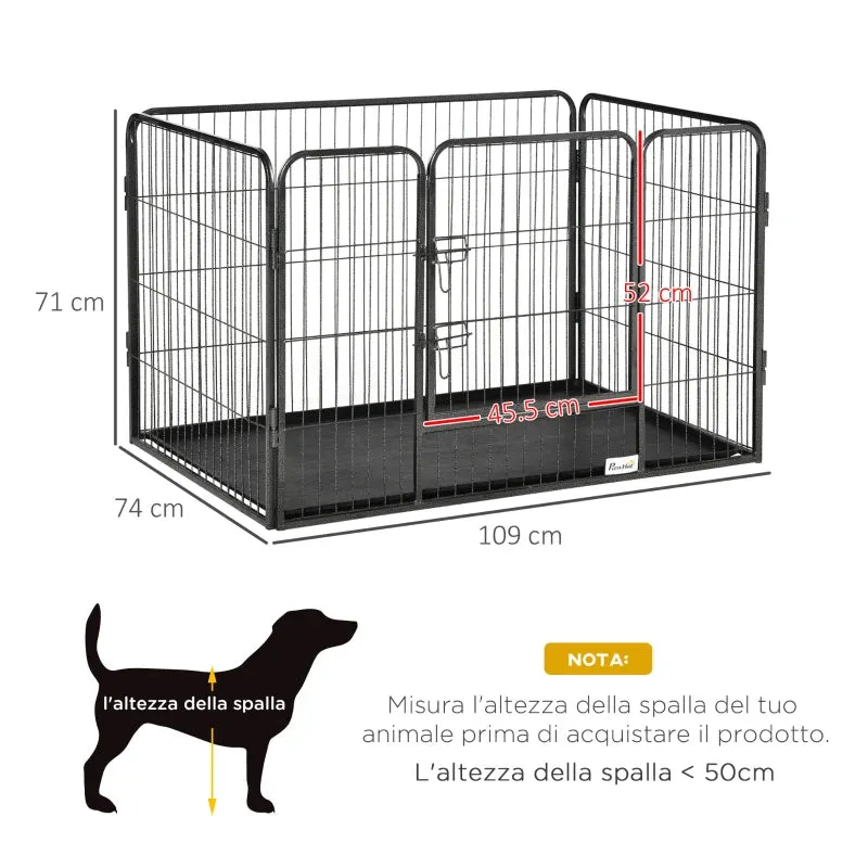 Metal Dog Kennel with Door and Bottom Tray, 109x74x71cm, Grey - Image 3