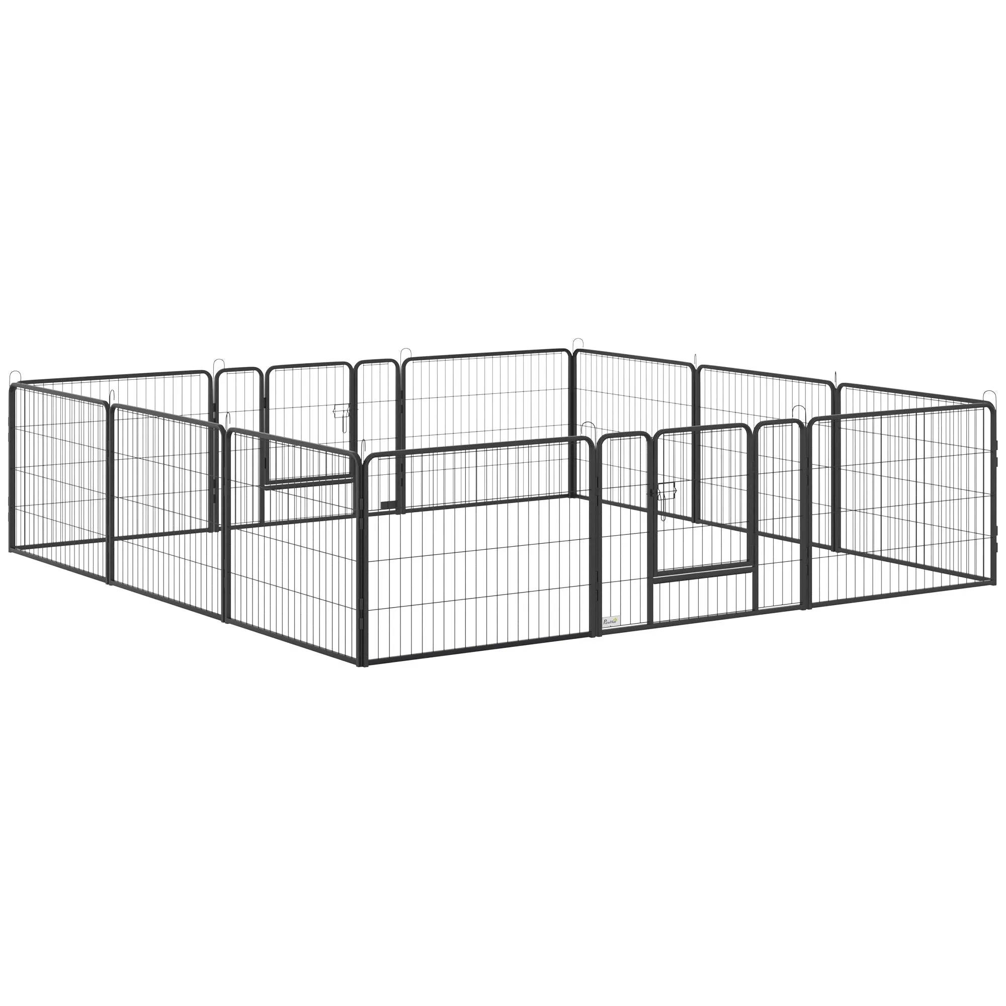 Dog and Puppy Playpen with 12 Modular Panels and 2 Entrances, 80x1.5x60cm