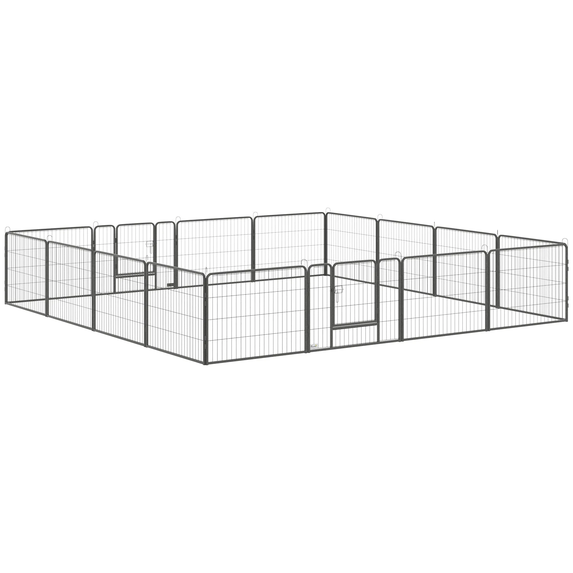 Dog and Puppy Playpen with 16 Modular Panels and 2 Entrances, 80x1.5x60cm
