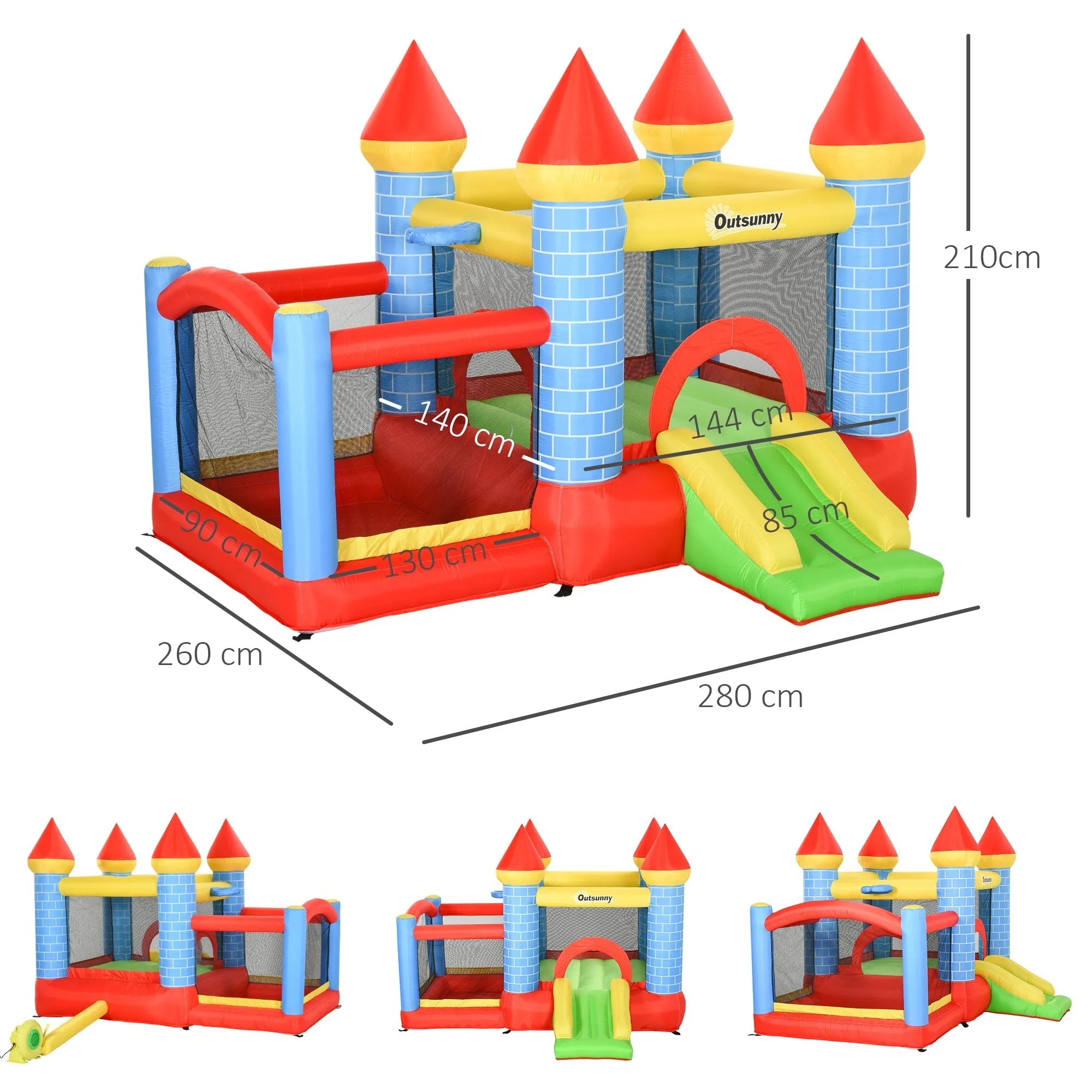 Giant Bouncy Castle for Kids Ages 3-8 with Slide, Pool and Basketball Hoop, 280cmx260cmx210cm - Image 3