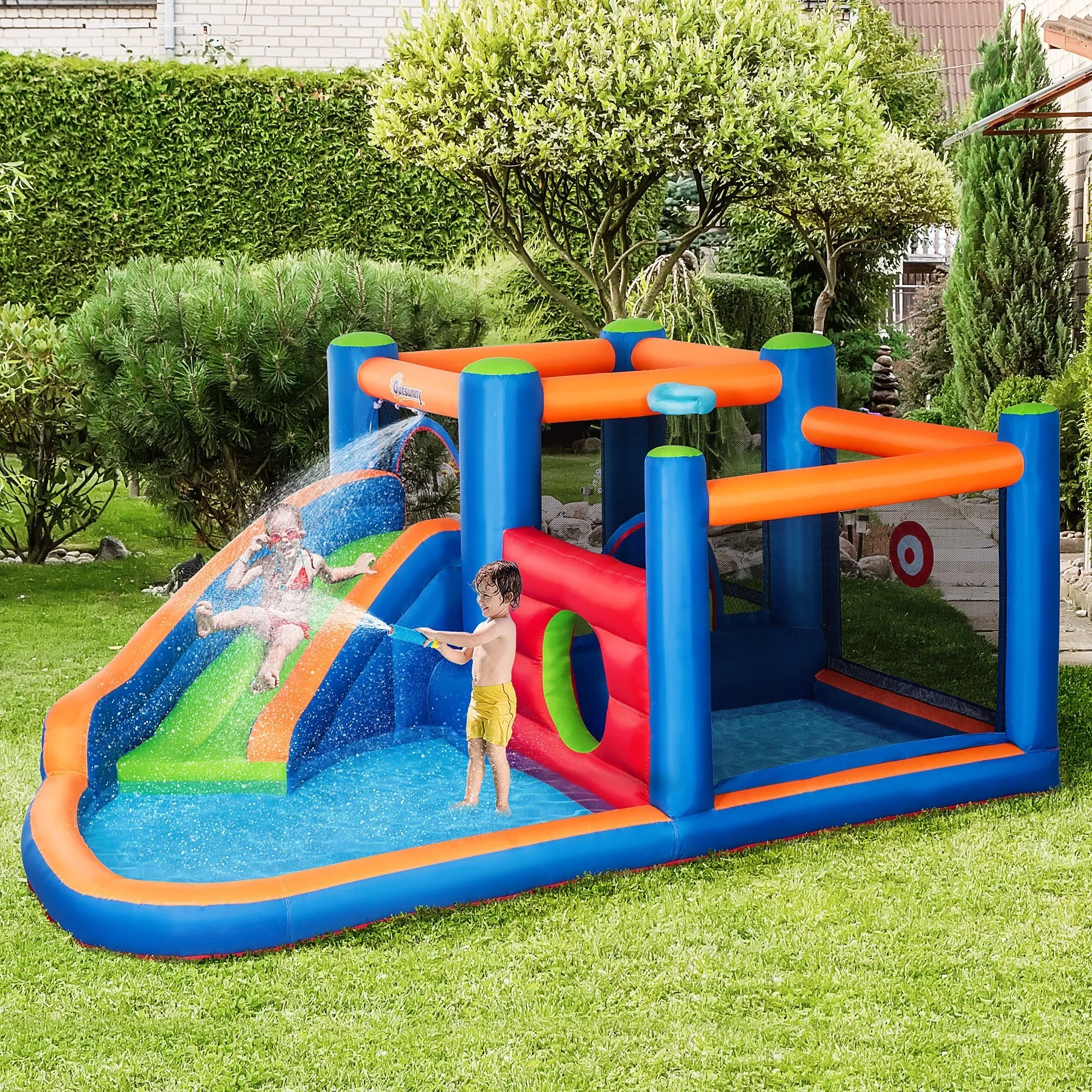 Inflatable Castle for Children 3-8 Years with Slide, Trampoline and Pool, 380x340x170cm - Image 2