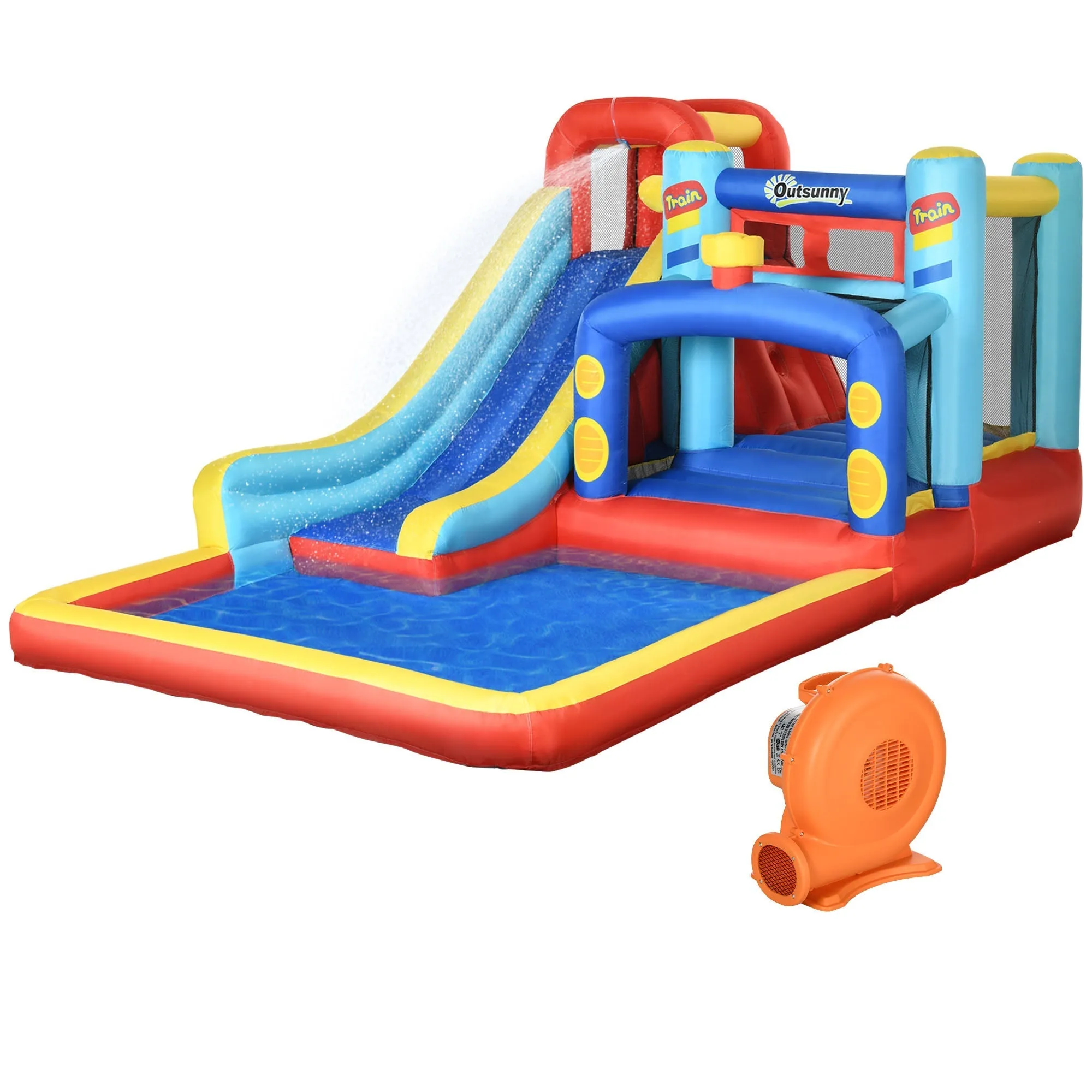 Inflatable Castle for Children 3-8 Years with Trampoline, Slide and Pool, 435x245x200cm