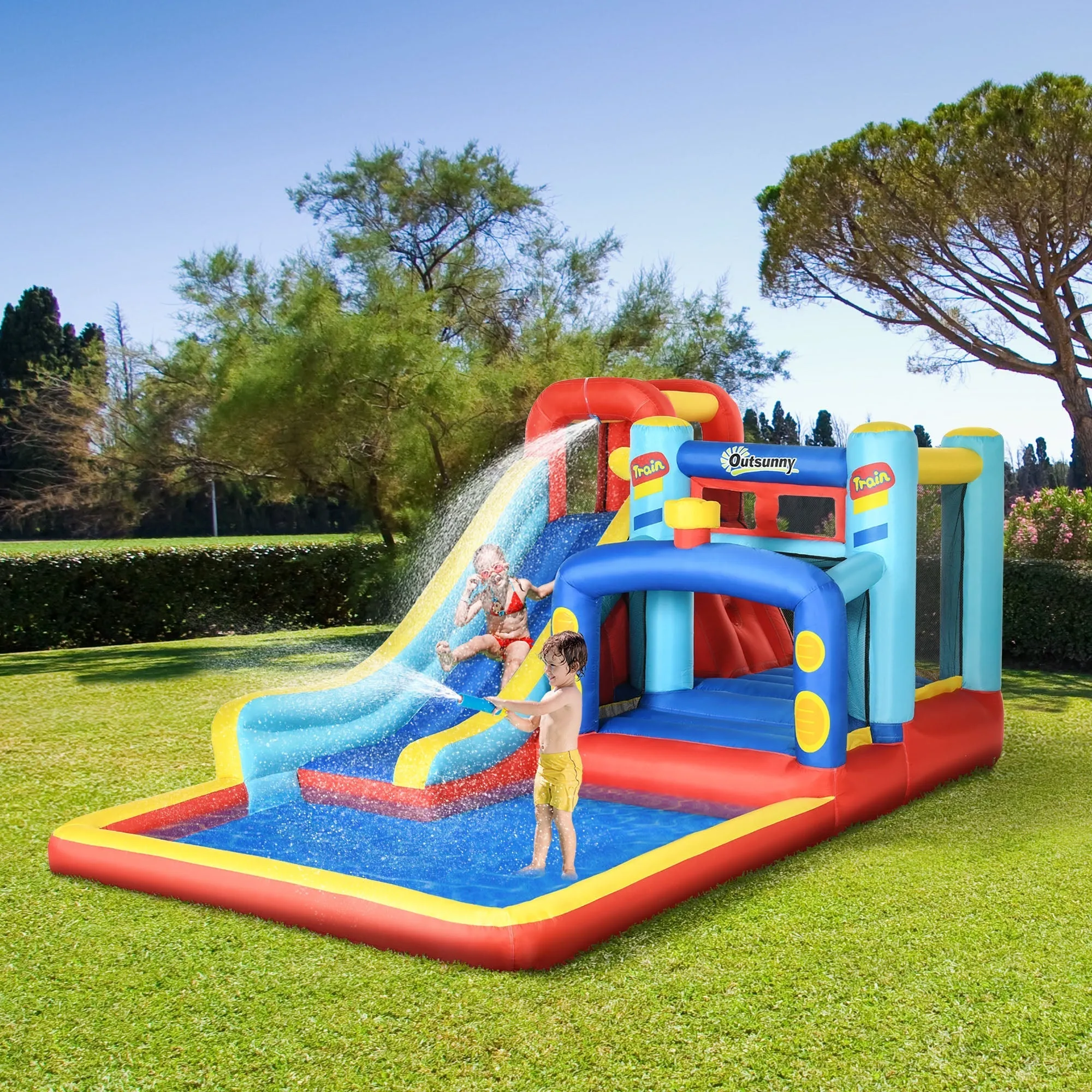 Inflatable Castle for Children 3-8 Years with Trampoline, Slide and Pool, 435x245x200cm - Image 2