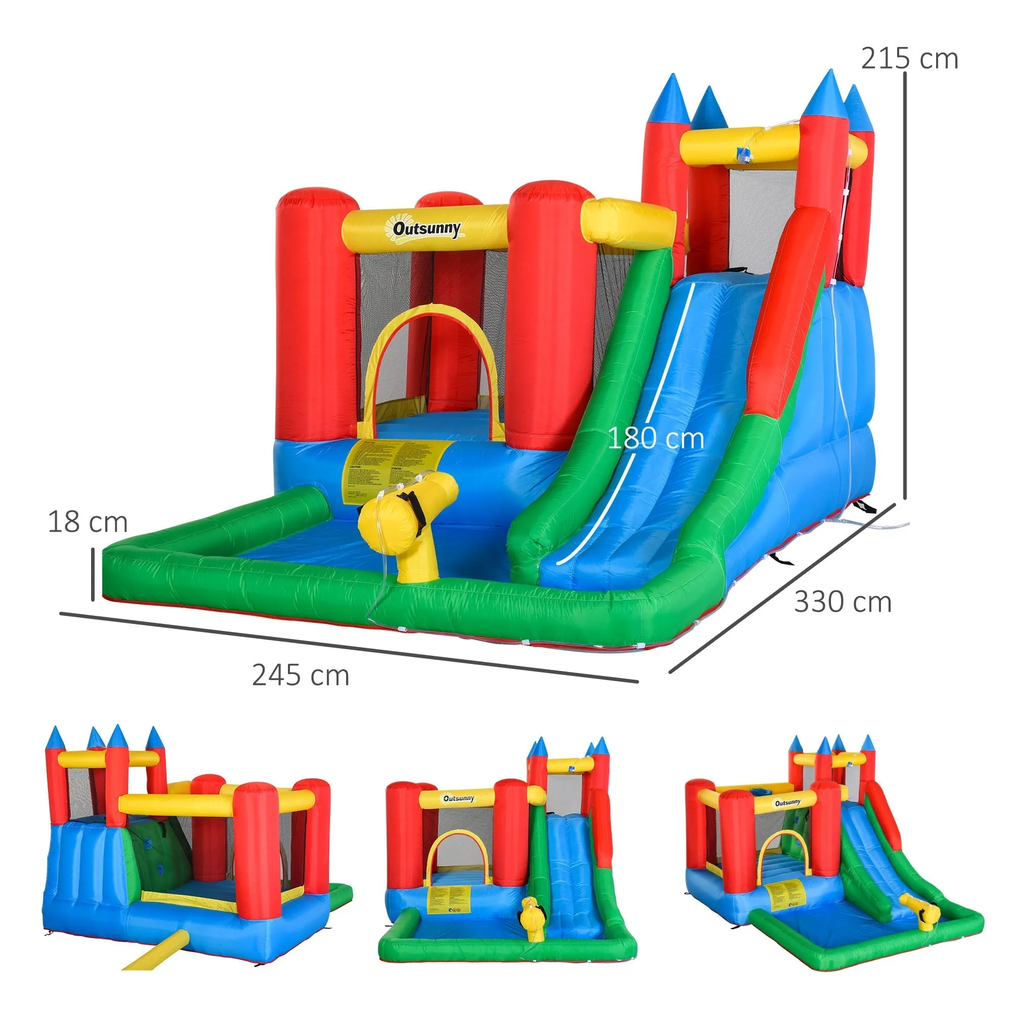 Inflatable Game for Children 3-8 Years with Slide, Trampoline, Pool, max 4 Children, 330x245x215cm - Image 3