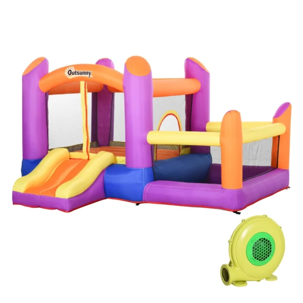 Inflatable Bouncy Castle for Kids Garden, Inflatable Water Park with Slide, Trampoline and Pool, Multicolor, 280x 250x170cm