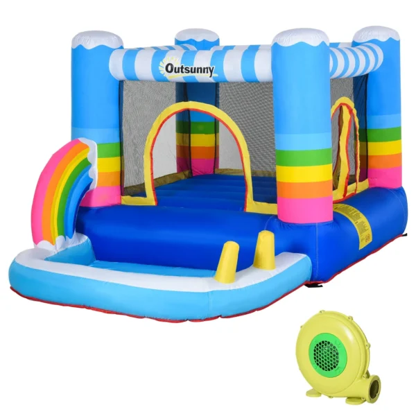 Inflatable Castle for Children with Trampoline and Pool, Electric Pump Included 280x170x155cm, Multicolor