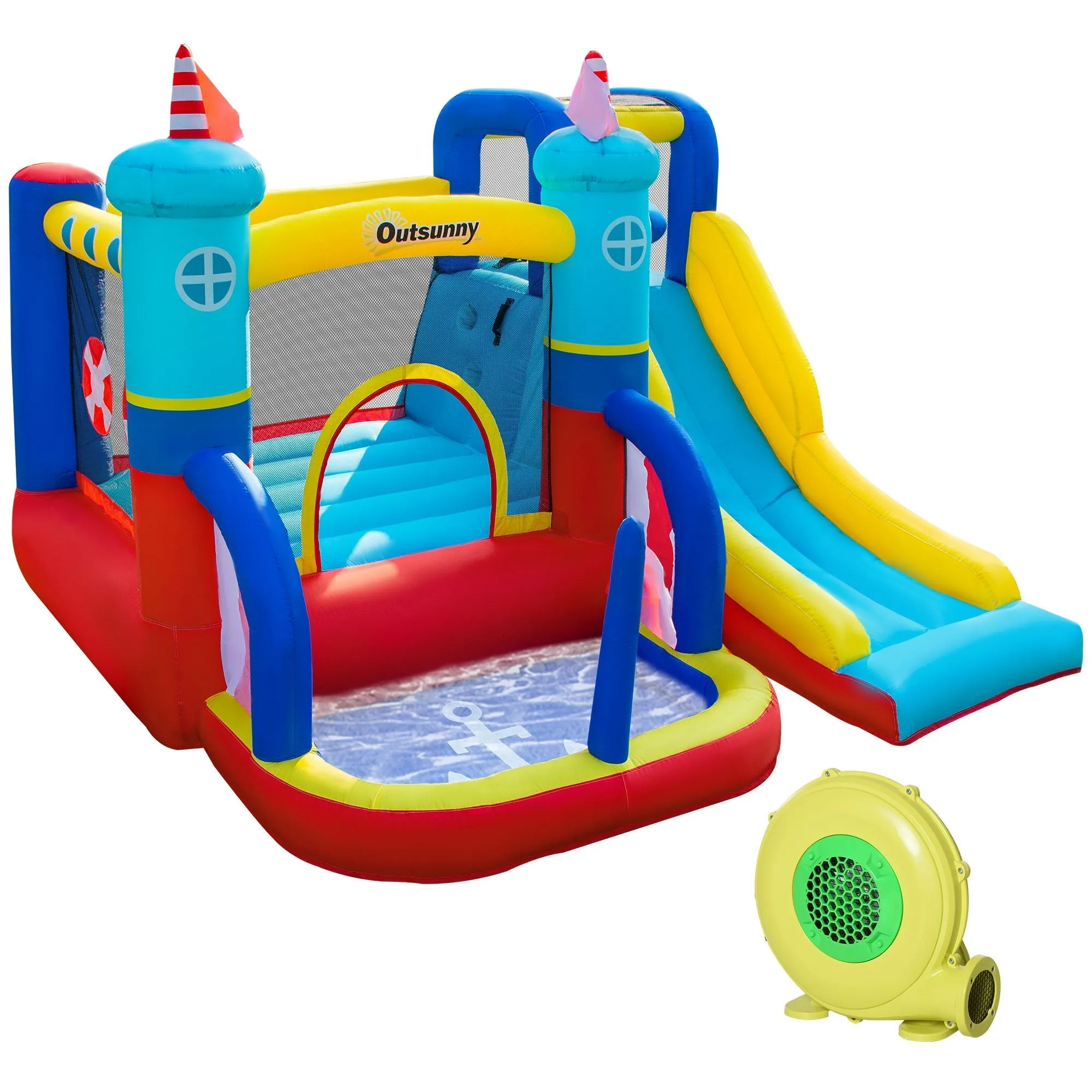 Inflatable Castle 4 in 1 Children 3-8 Years, Slide and Pool, 265x260x200cm
