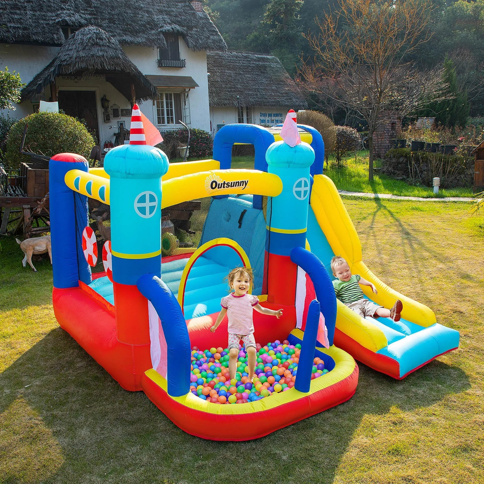 Inflatable Castle 4 in 1 Children 3-8 Years, Slide and Pool, 265x260x200cm - Image 2