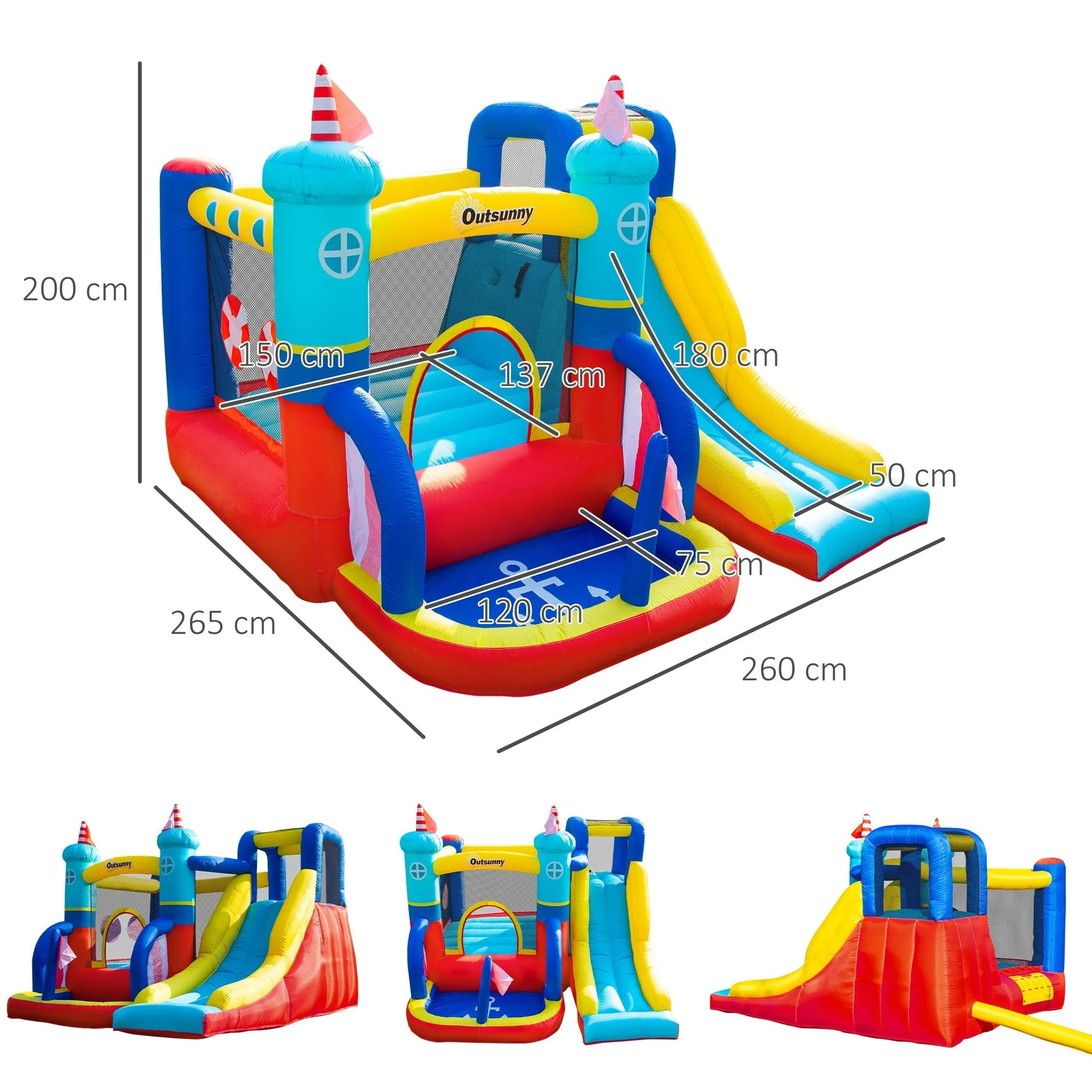 Inflatable Castle 4 in 1 Children 3-8 Years, Slide and Pool, 265x260x200cm - Image 3