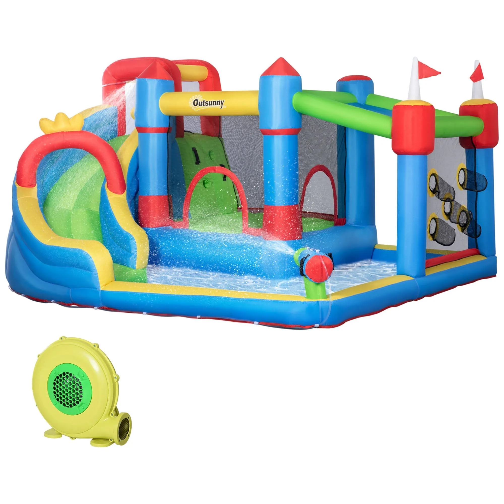 Inflatable Castle for Children with Slide, Trampoline and Pool, 390x300x197cm