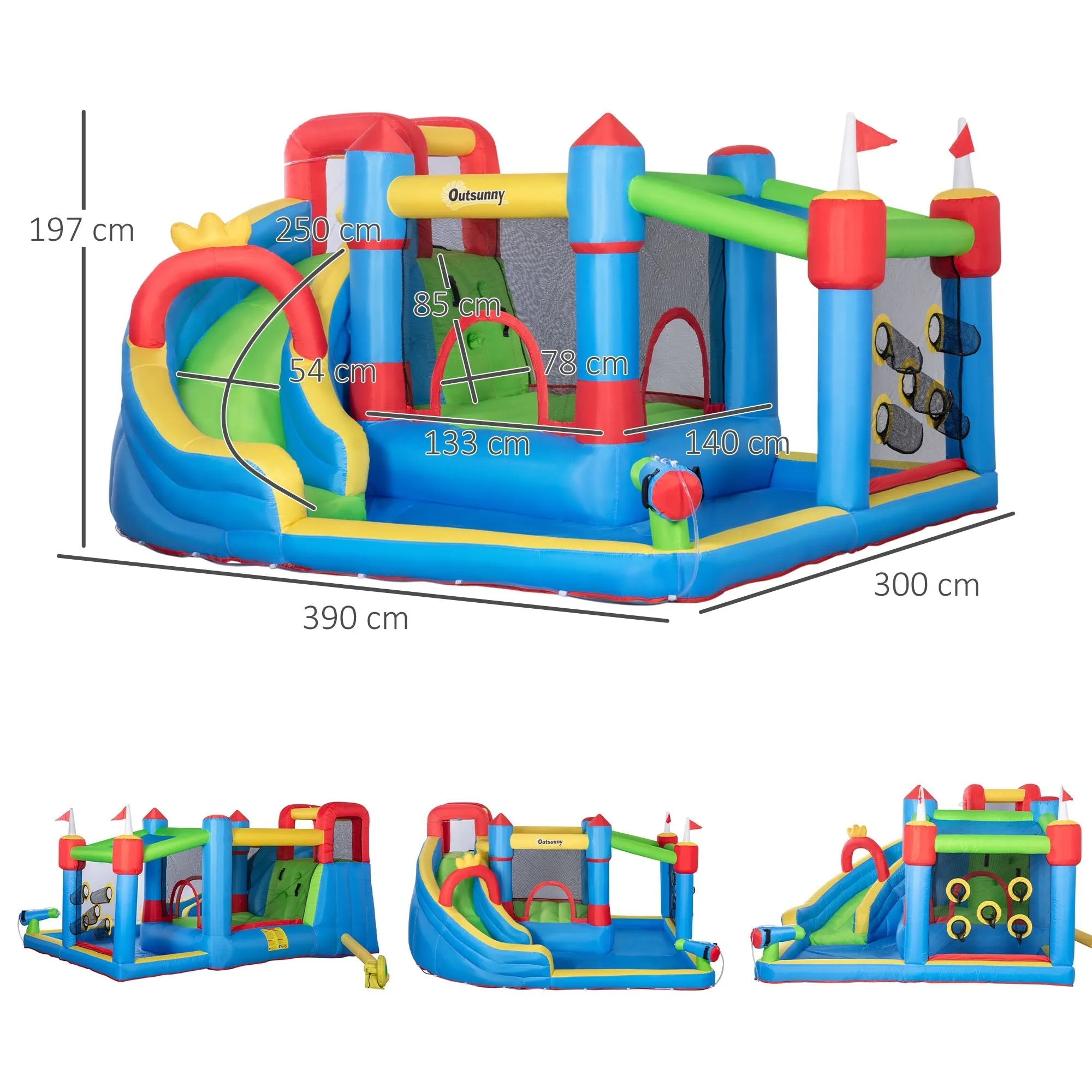 Inflatable Castle for Children with Slide, Trampoline and Pool, 390x300x197cm - Image 3