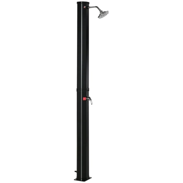55° Heated Solar Shower for Outdoor Use with 35 Liter Tank and Mixer Tap, Black