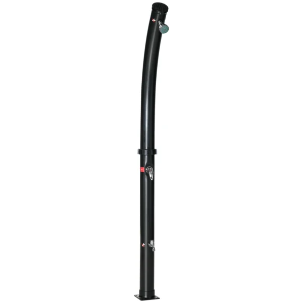 60° Heated Solar Shower for Outdoors with 20 Litre Tank and Mixer, Black
