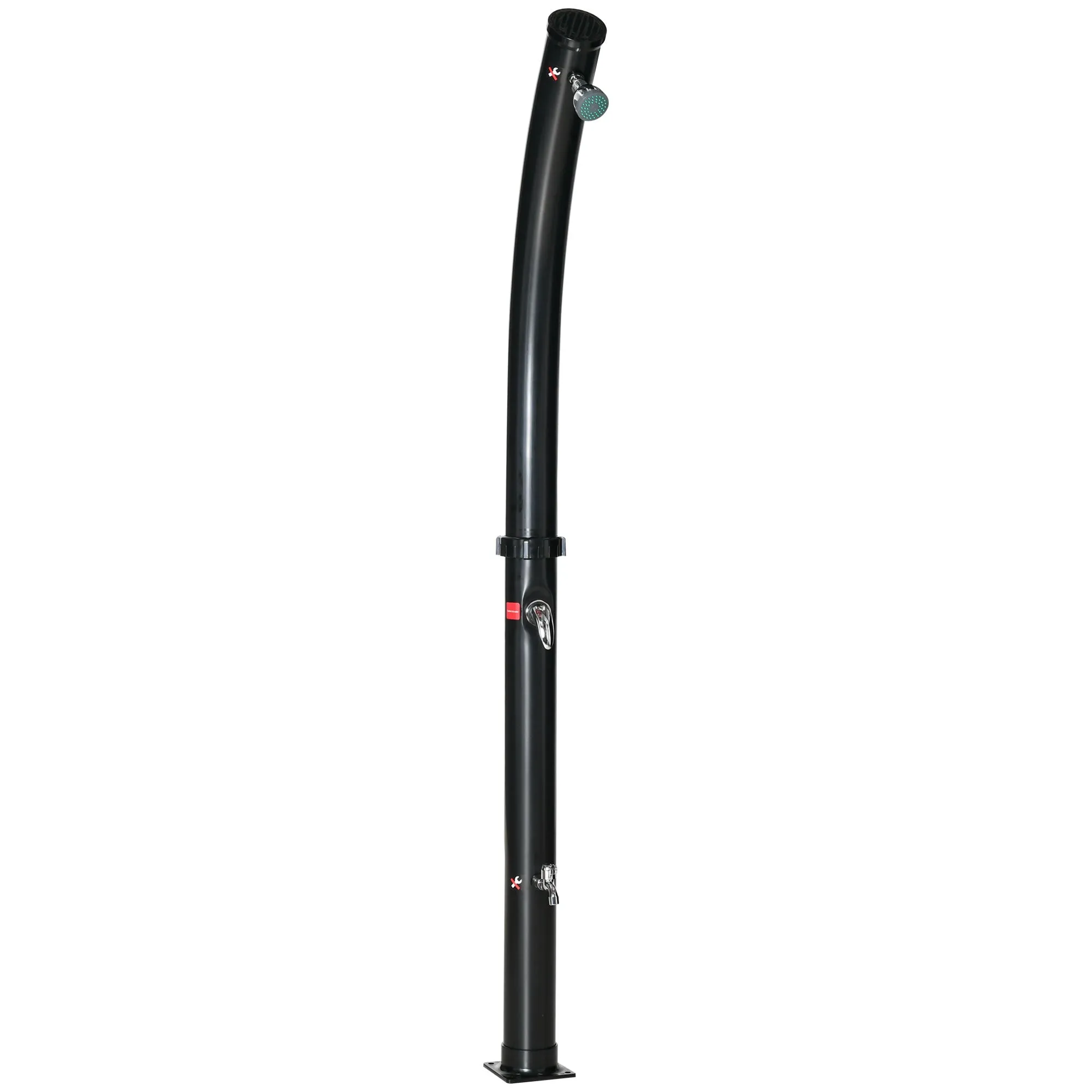 60° Heated Solar Shower for Outdoors with 20 Litre Tank and Mixer, Black