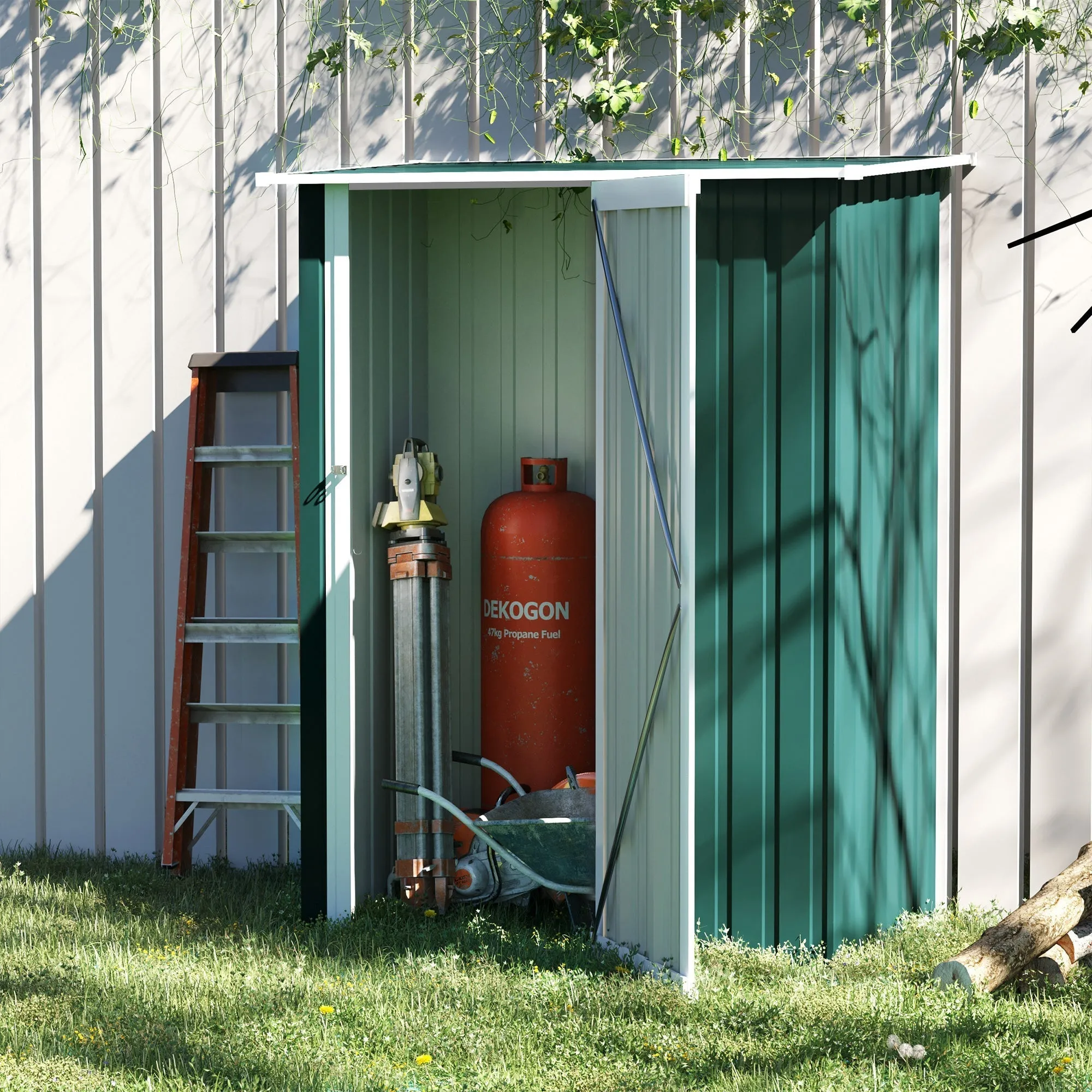 Green Garden Steel Tool Shed 142x84x189cm - Image 2