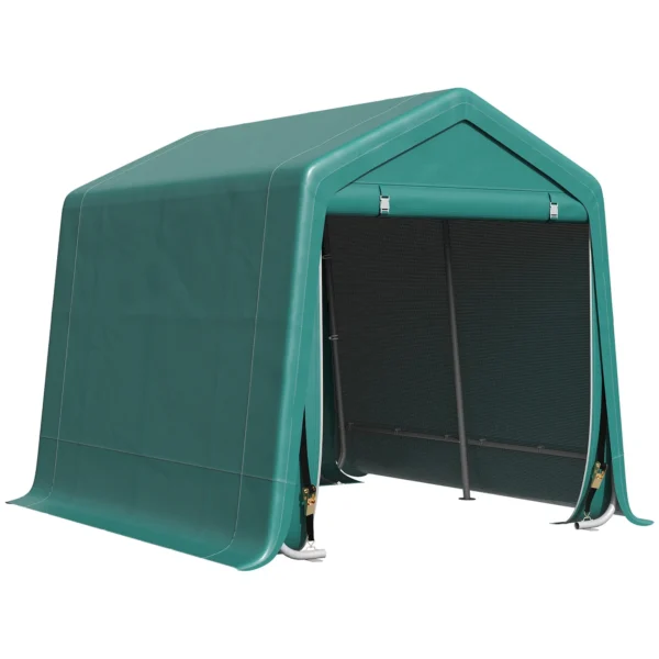 2.4x2m Outdoor Garage Tent for Motorcycles and Bicycles, Garden Tool Shed in Metal and PE Fabric, Green