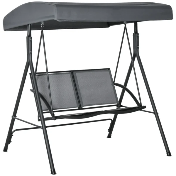 YORK | 2 Seater Garden Swing with Adjustable Canopy, 140x118x162cm Grey
