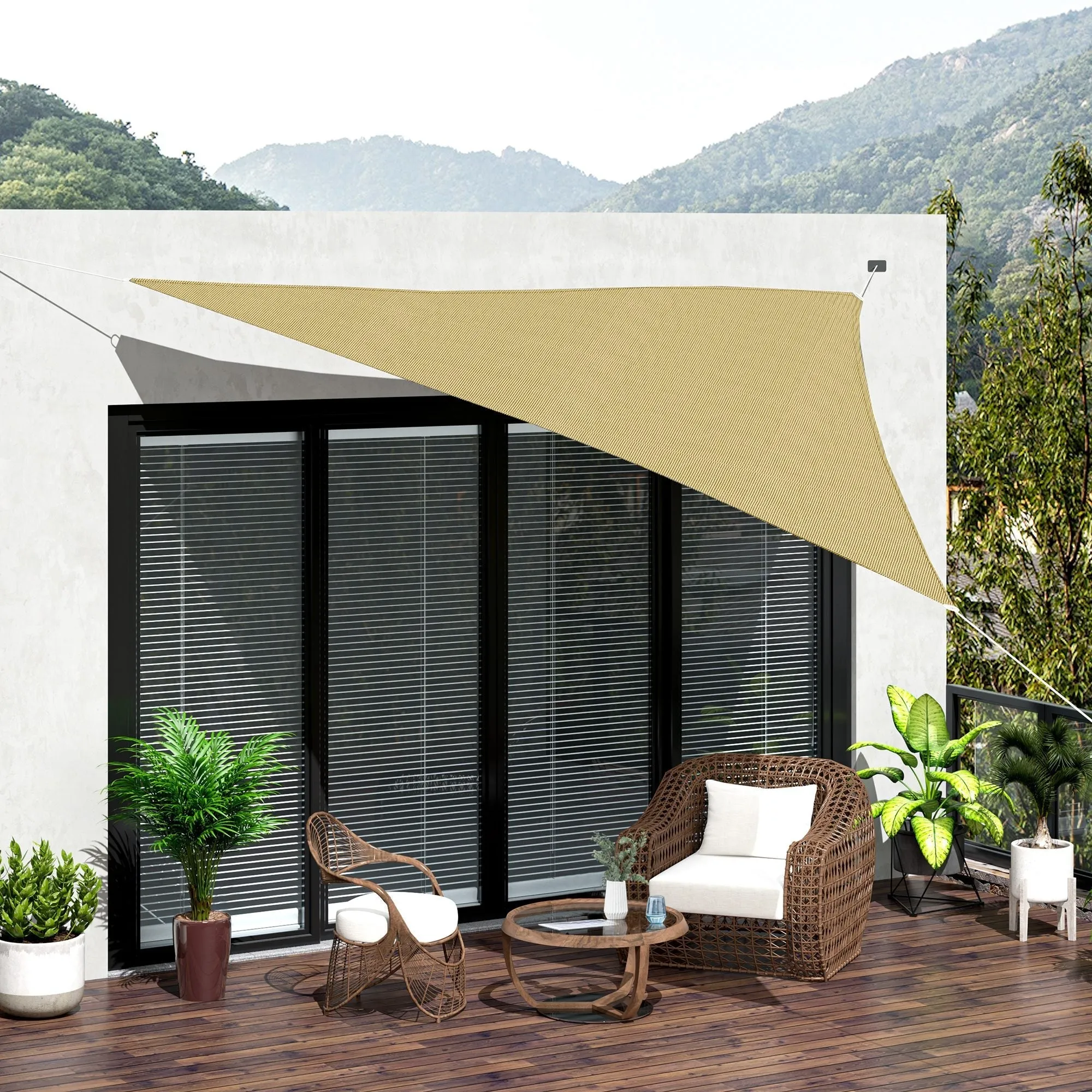 Outdoor Sun Shade Awning Triangle Sun Protection Waterproof Brass Sail Awning 3x3x3m - Image 2
