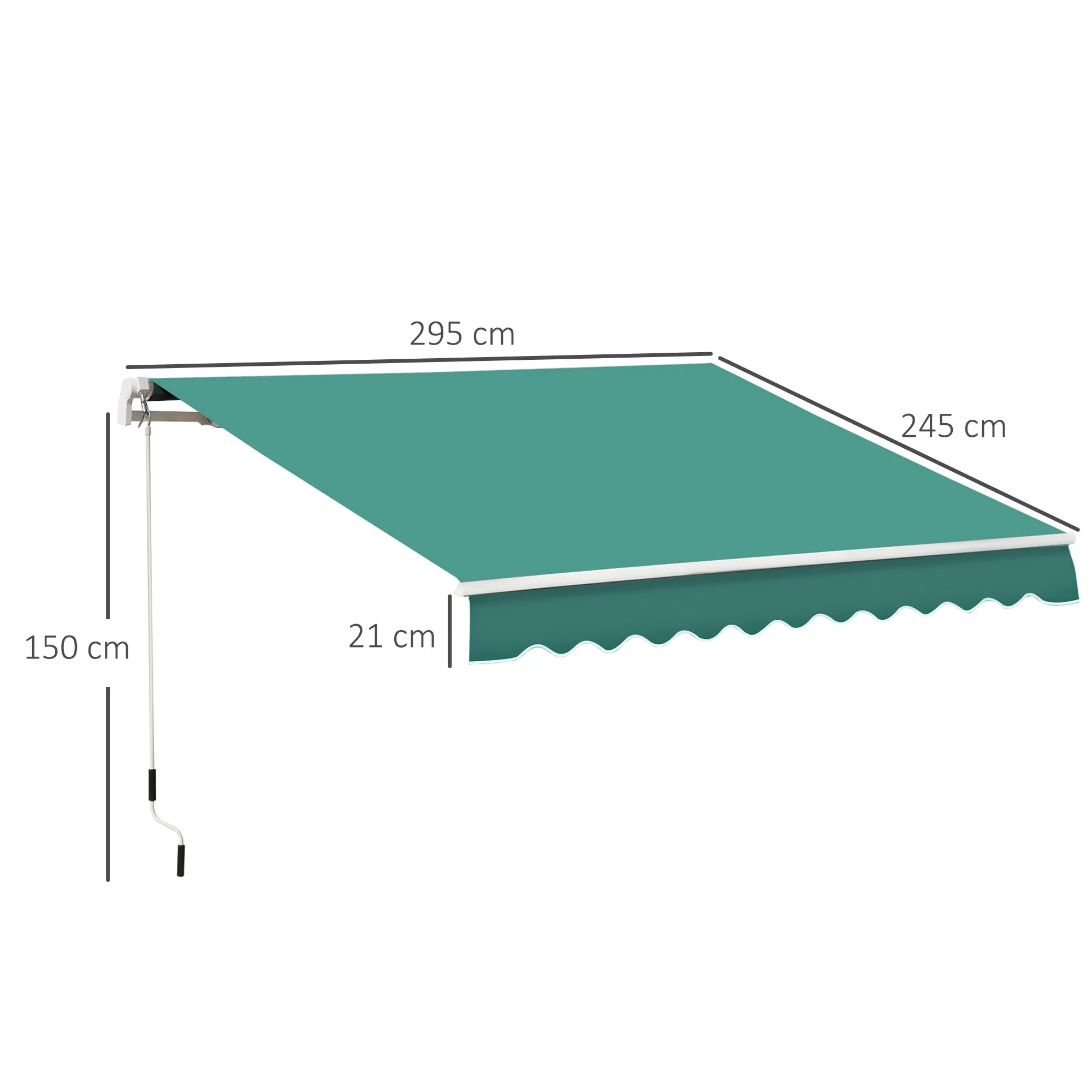 3x2.5m Aluminum and Polyester Cranked Retractable Awning, Dark Green - Image 3