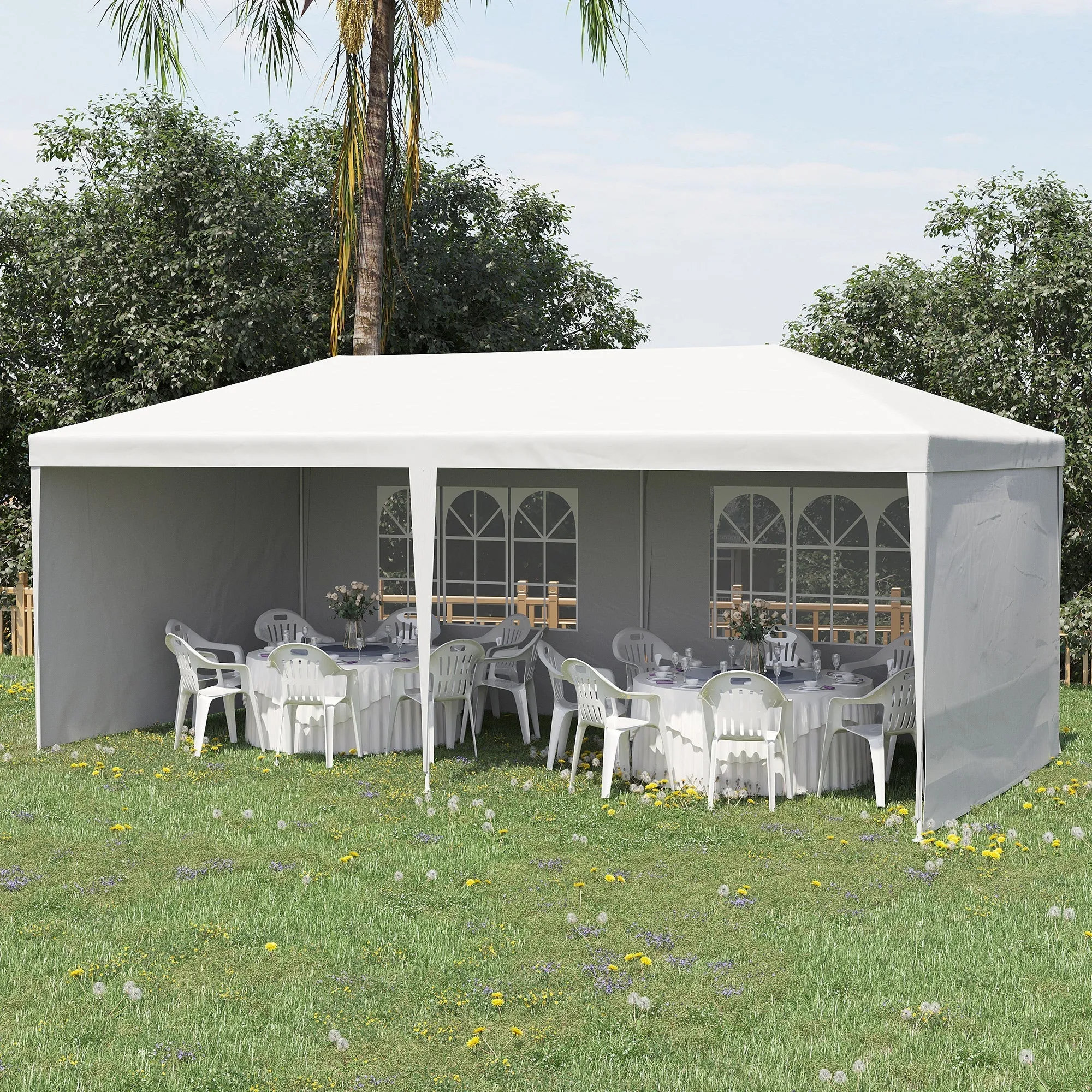 5.83x2.95m Folding Garden Tent for Parties and Events with Removable Panels, White - Image 2