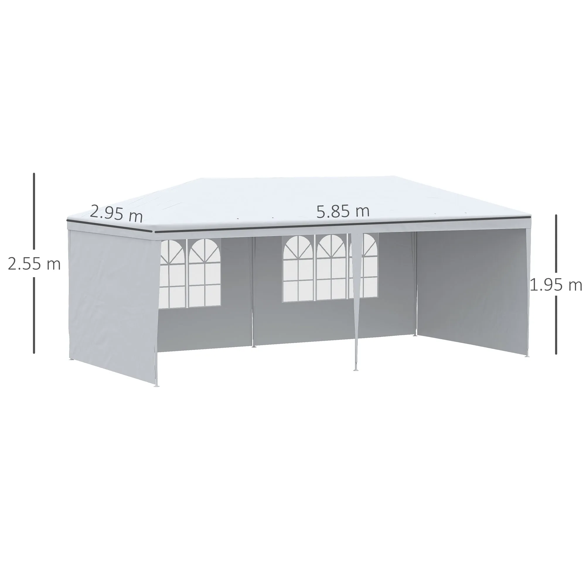 5.83x2.95m Folding Garden Tent for Parties and Events with Removable Panels, White - Image 3