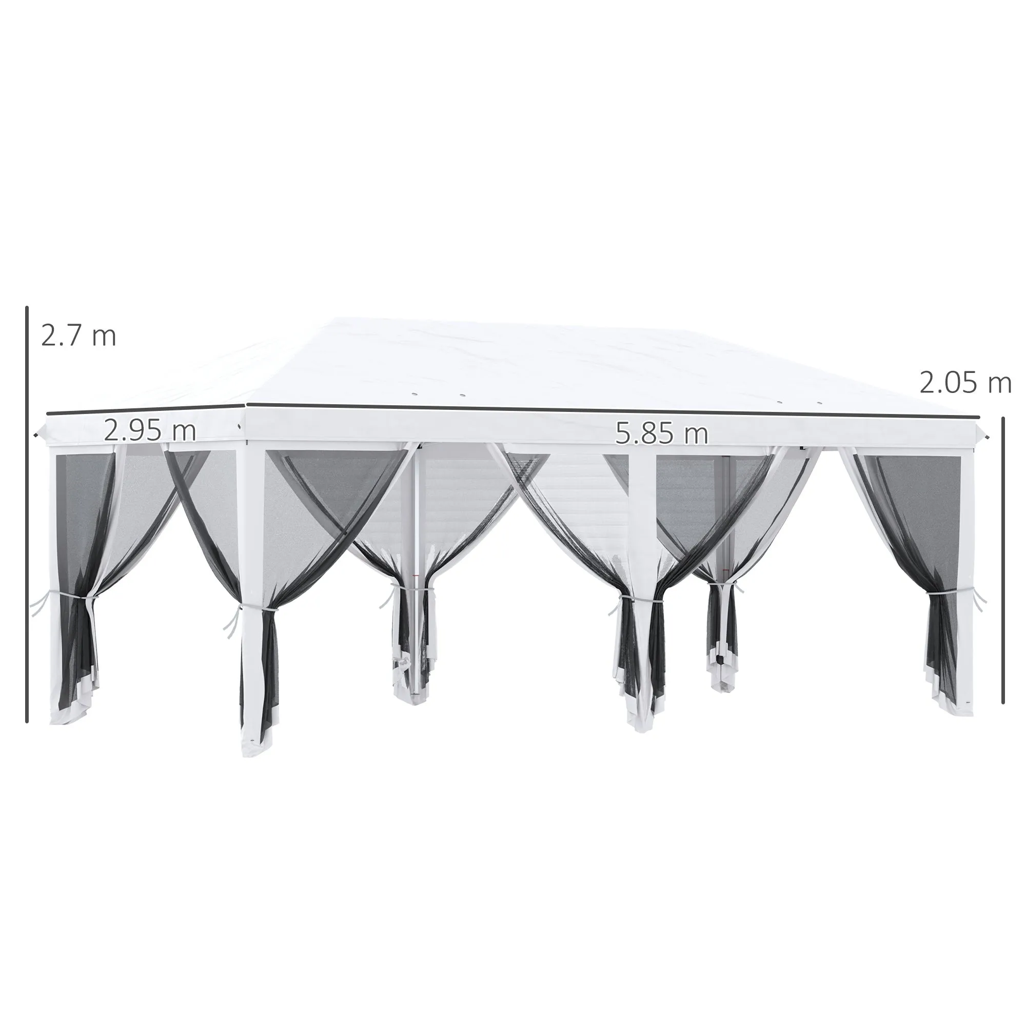 6x3m Folding Gazebo in Steel with 6 Mosquito Net Curtains, Cream Color - Image 3