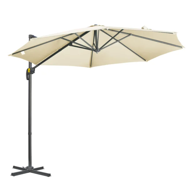 3x2.5m Off-center Garden Umbrella with Adjustable Angle and 360° Rotatable, Cream