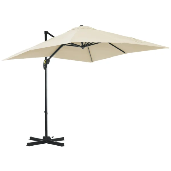 2.5x2.5m Cream Garden Umbrella with 5-Level Adjustable Angle and 360°