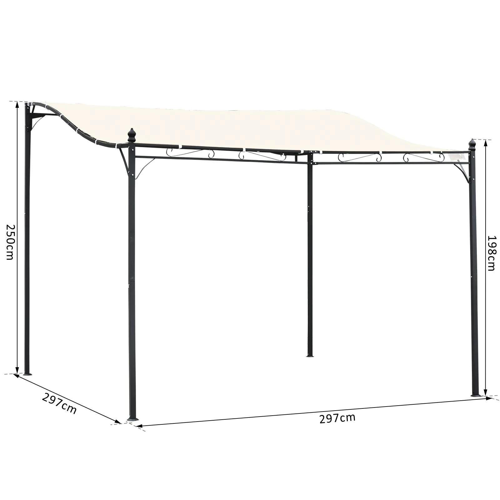 Gazebo Pergola 3x3m Garden with Waterproof Curtain Cream - Image 3