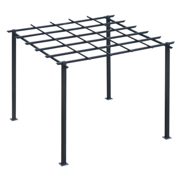 Gazebo Garden Pergola 3x3m Decorable with Black Metal Climbing Plants