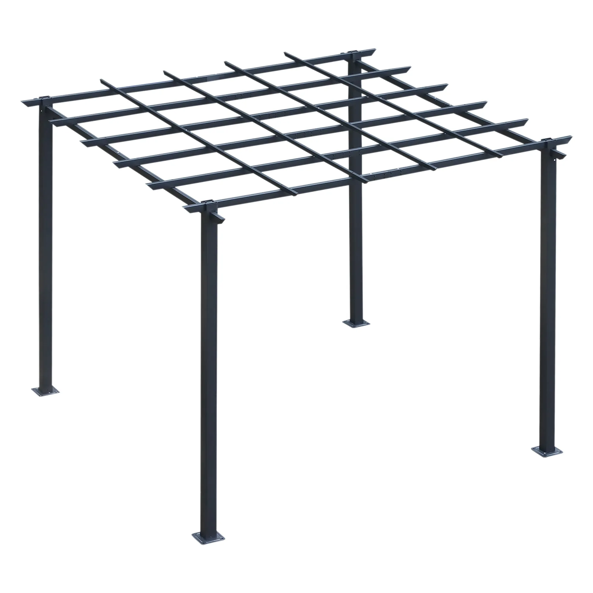 Gazebo Garden Pergola 3x3m Decorable with Black Metal Climbing Plants