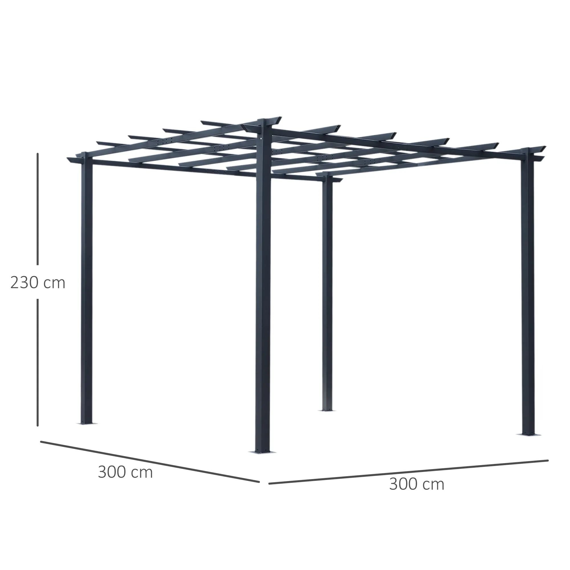 Gazebo Garden Pergola 3x3m Decorable with Black Metal Climbing Plants - Image 3