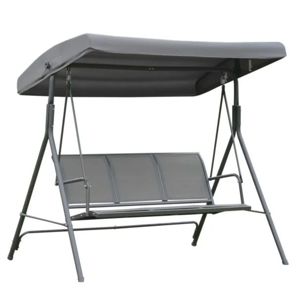 TAOS | 3 Seater Garden Swing with Canopy, Outdoor Swing in Steel and Polyester Fabric, 175 x 118 x 159cm Grey